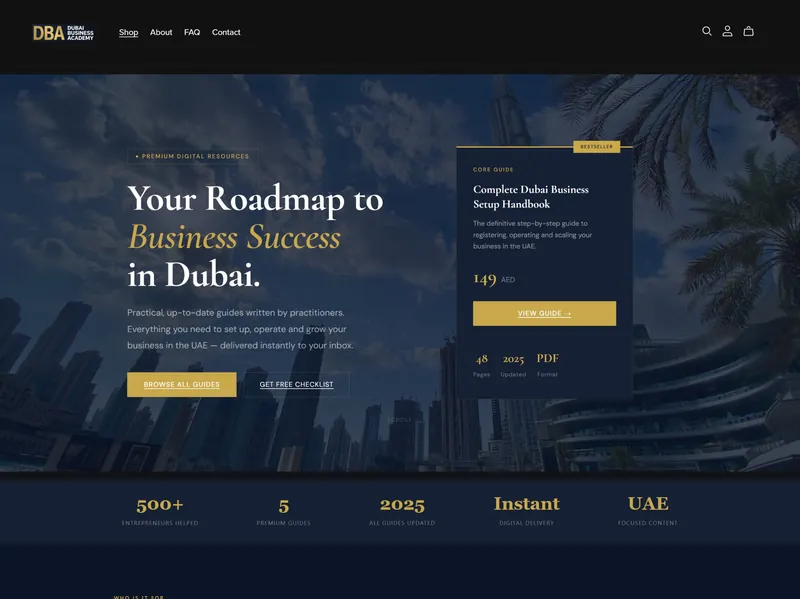 Dubai Business Academy website preview