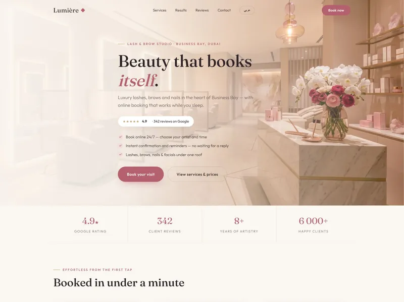 Lumière beauty salon website preview