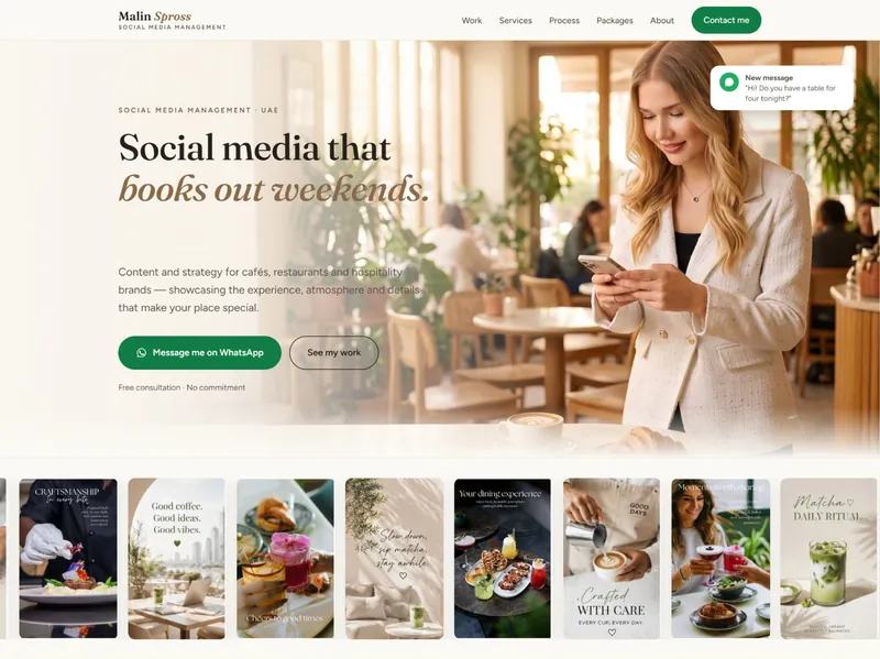 Malin Spross social media management website preview